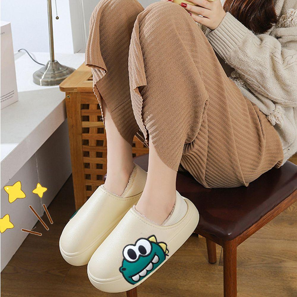 Dép Bông Đi Trong Nhà Chống Trượt Chống Nước Hình Khủng Long Cho Nam Nữ