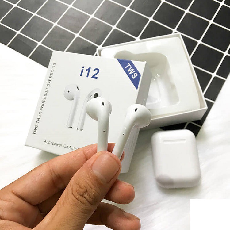 Tai Nghe Bluetooth i12 V5.0 Cảm Ứng, Nhỏ Gọn, Tiện Lợi( kết nối cả IOS và Android, oppo, vivo...)