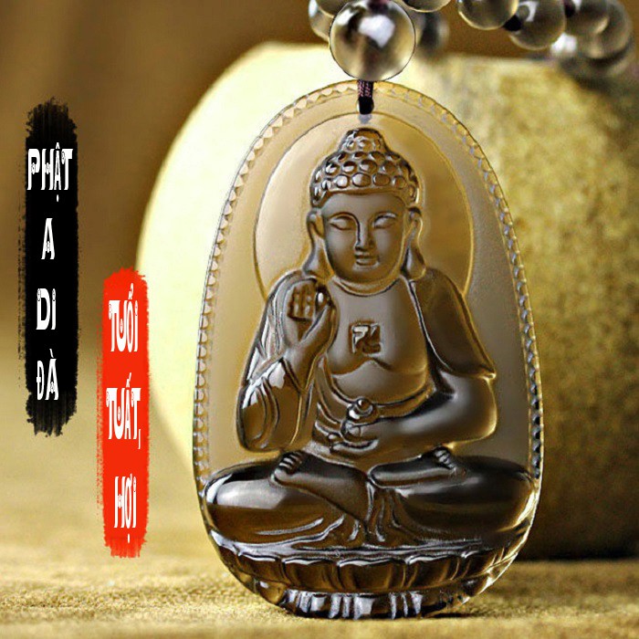 Dây chuyền chuỗi hạt - Chuỗi hạt đeo cổ mặt phật A Di Đà - Phật bản mệnh người tuổi Tuất, Hợi