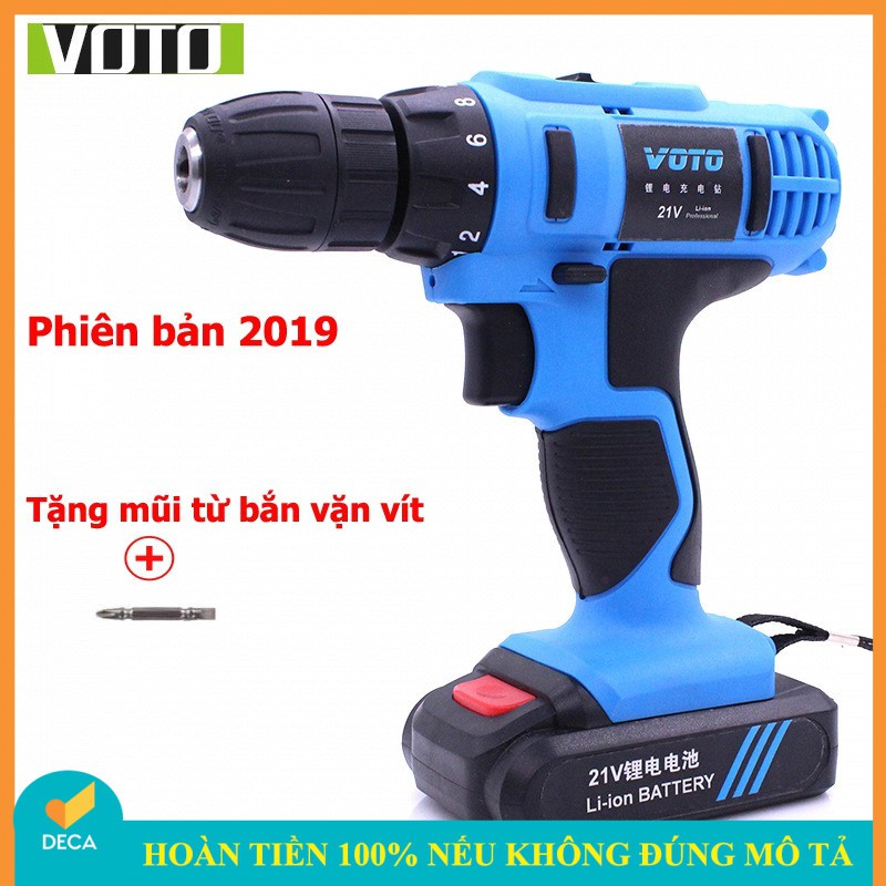 Deca - Máy khoan VOTO 21V khoan sắt, gạch,gỗ, tôn, bắn vặn vít đa năng - Xanh nước biển