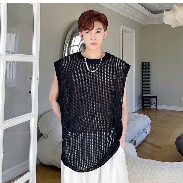 Áo ba lỗ lưới sát nách nam thời trang phong cách Hip hop đường phố