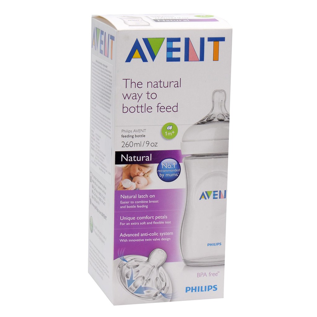 Bình sữa Avent Natural đơn 60ml-125ml-260ml-330ml