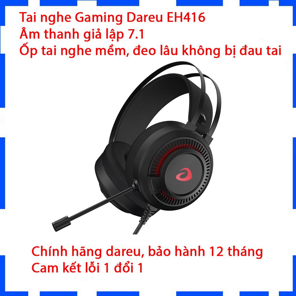 Tai nghe Gaming DareU EH416 USB - Giả lập - Âm thanh 7.1 - BH 12 Tháng