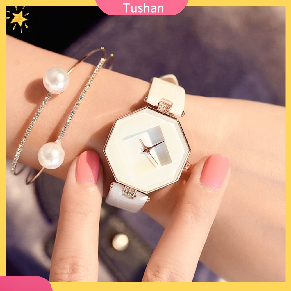 Đồng hồ dây giả da kiểu dáng thời trang phong cách dành cho nữ