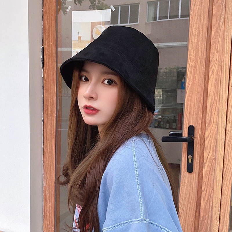 Mũ xô da lộn màu trơn thời trang thu đông cho nam và nữ