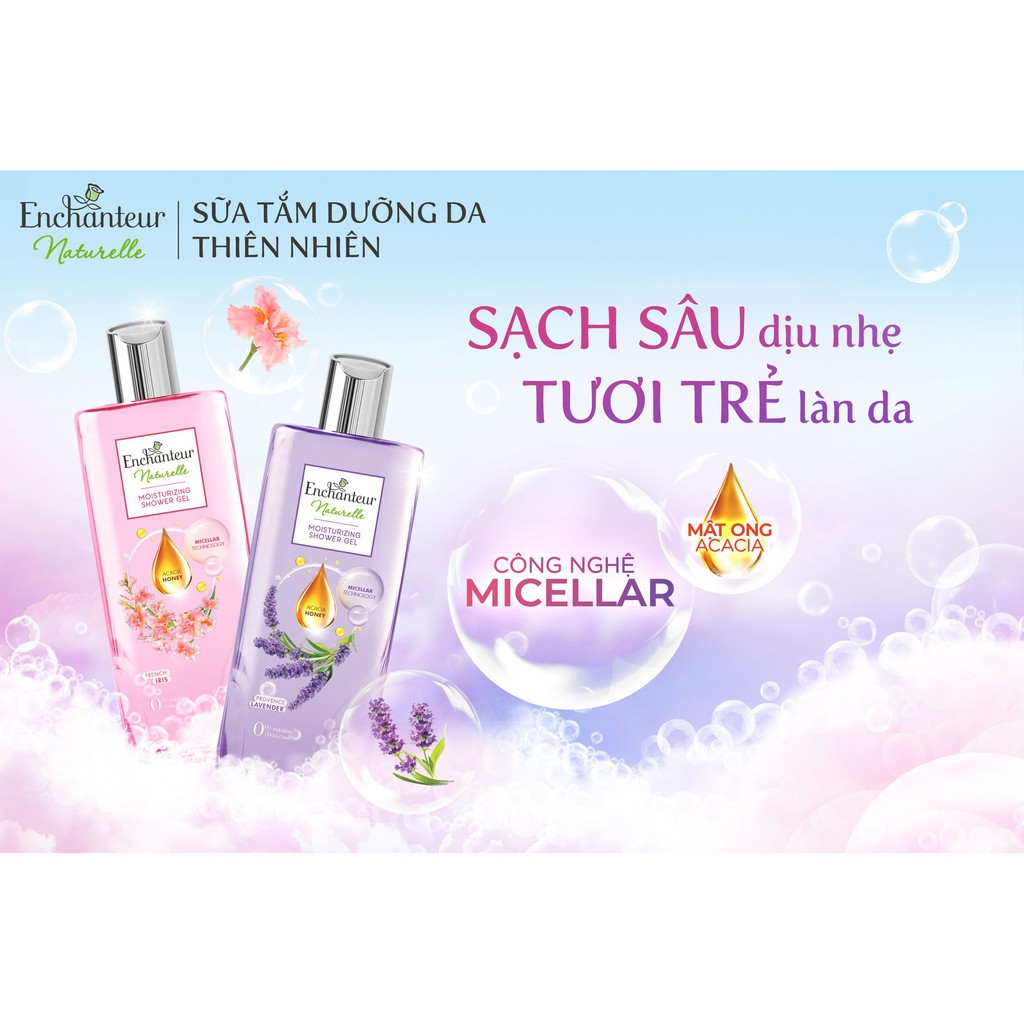 Sữa tắm dưỡng da Enchanteur Naturelle hương hoa Lavender/ Iris 510gr/Chai