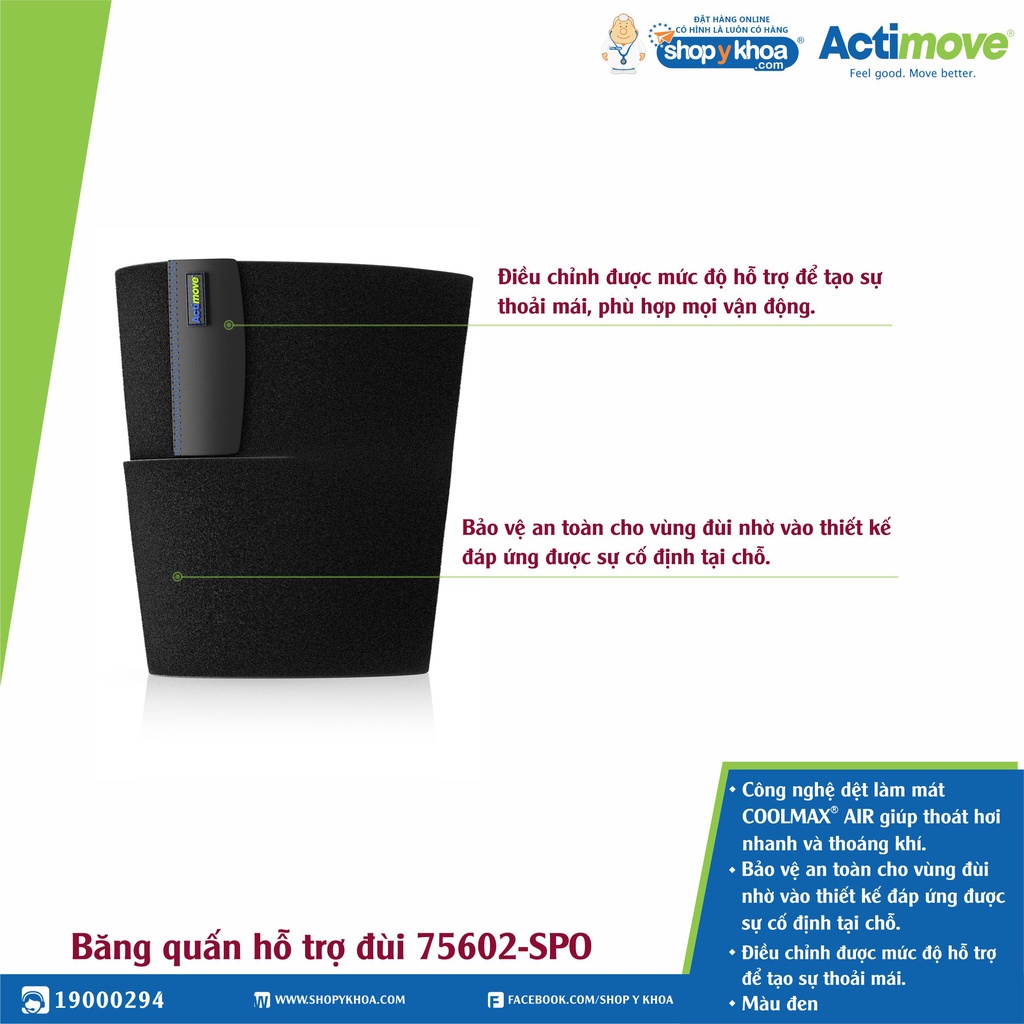Băng Quấn Hỗ Trợ, Phòng Ngừa Căng Cơ Đùi 75602-SPO, Màu Đen [Actimove] - Nhập Khẩu Chính Hãng Châu Âu (1 Cái)
