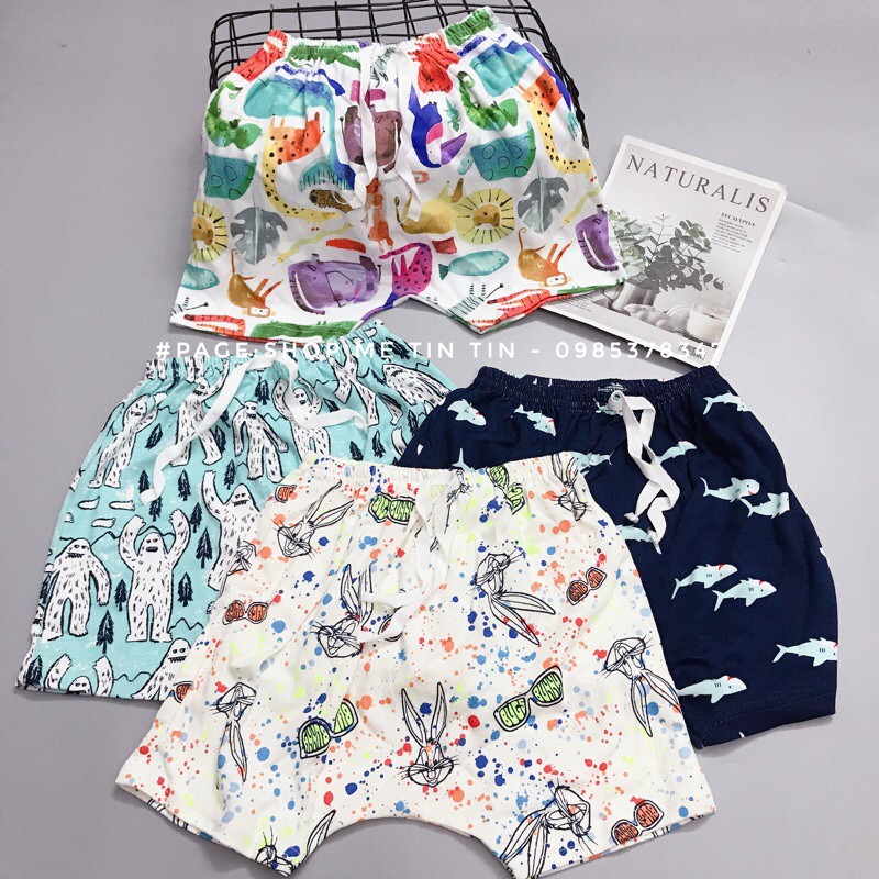 Set 4 quần đùi cottonbozip cho bé ( màu như hình 14-16kg)