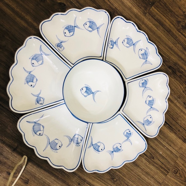 Bộ đồ ăn hoa mặt trời- vẽ cá