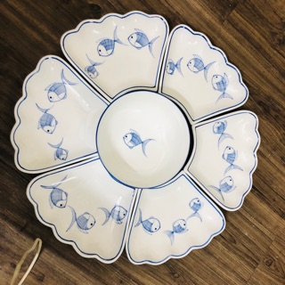 Bộ đồ ăn hoa mặt trời- vẽ cá