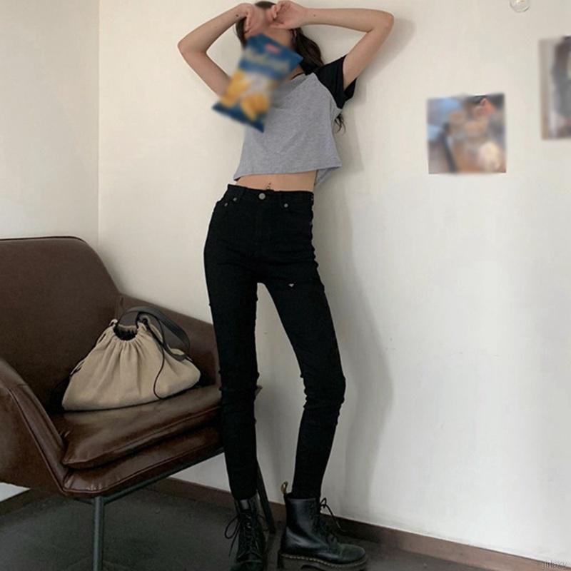 Áo thun dáng lửng ngắn tay phối màu sắc thời trang mùa hè Hàn Quốc năng động cho nữ