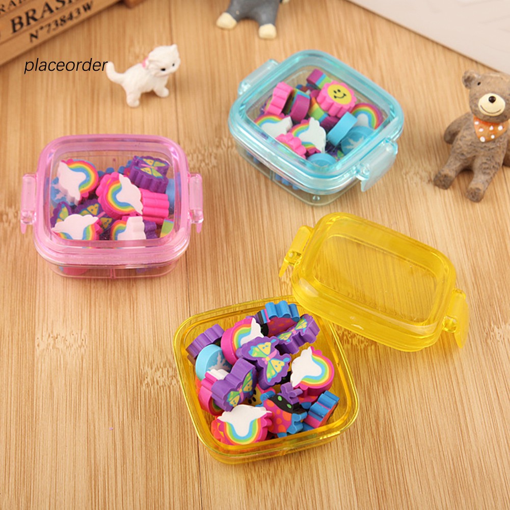 [Hàng mới về] 20Pcs/Box Cute Rainbow Butterfly Flower Rubber Eraser Kid Gift School Stationery