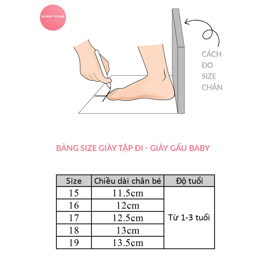 Dép tập đi cho bé hình gấu baby cam dễ thương, giày đế mềm chống trượt có tiếng kêu BUNNY STORE GTD02