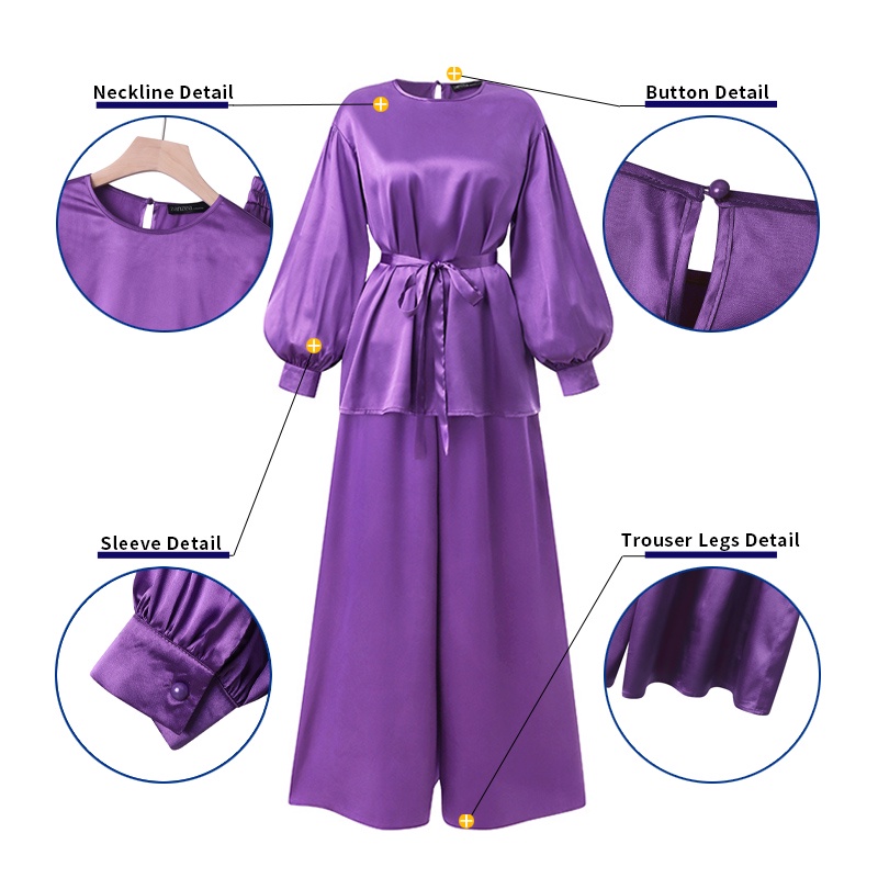 Zanzea Set Áo Tay Phồng + Quần ống rộng Thời Trang Cho Phụ Nữ Hồi Giáo