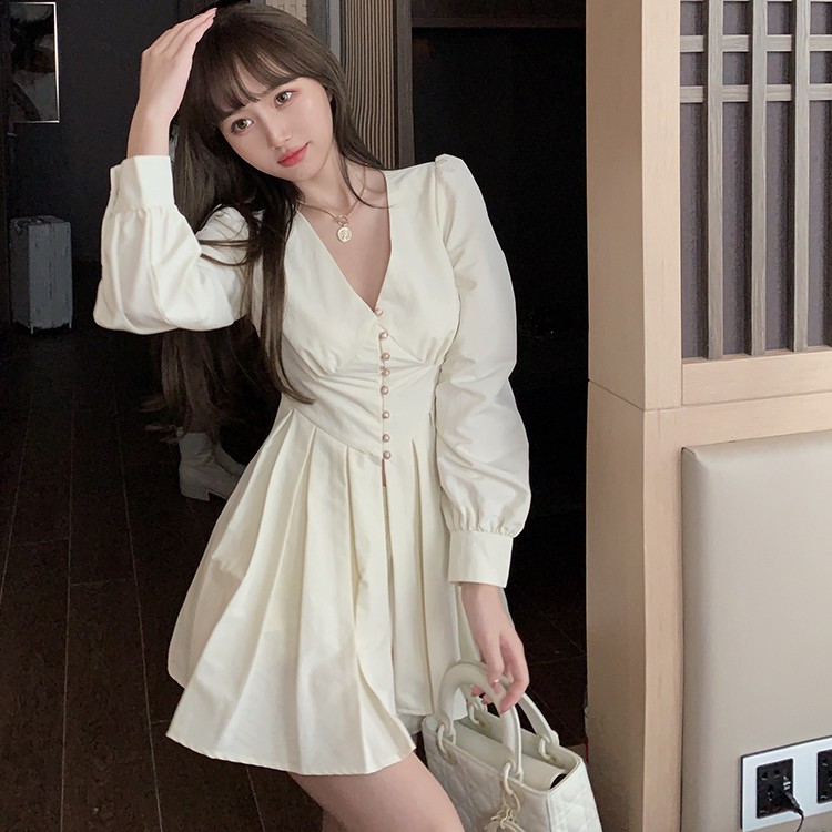 Đầm nữ dáng xòe mini tay dài Emilyshop