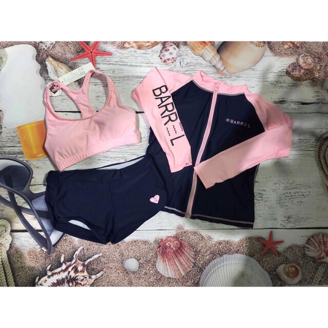 Đồ bơi bikini tay dài kín đáo màu hồng dễ thương | BigBuy360 - bigbuy360.vn
