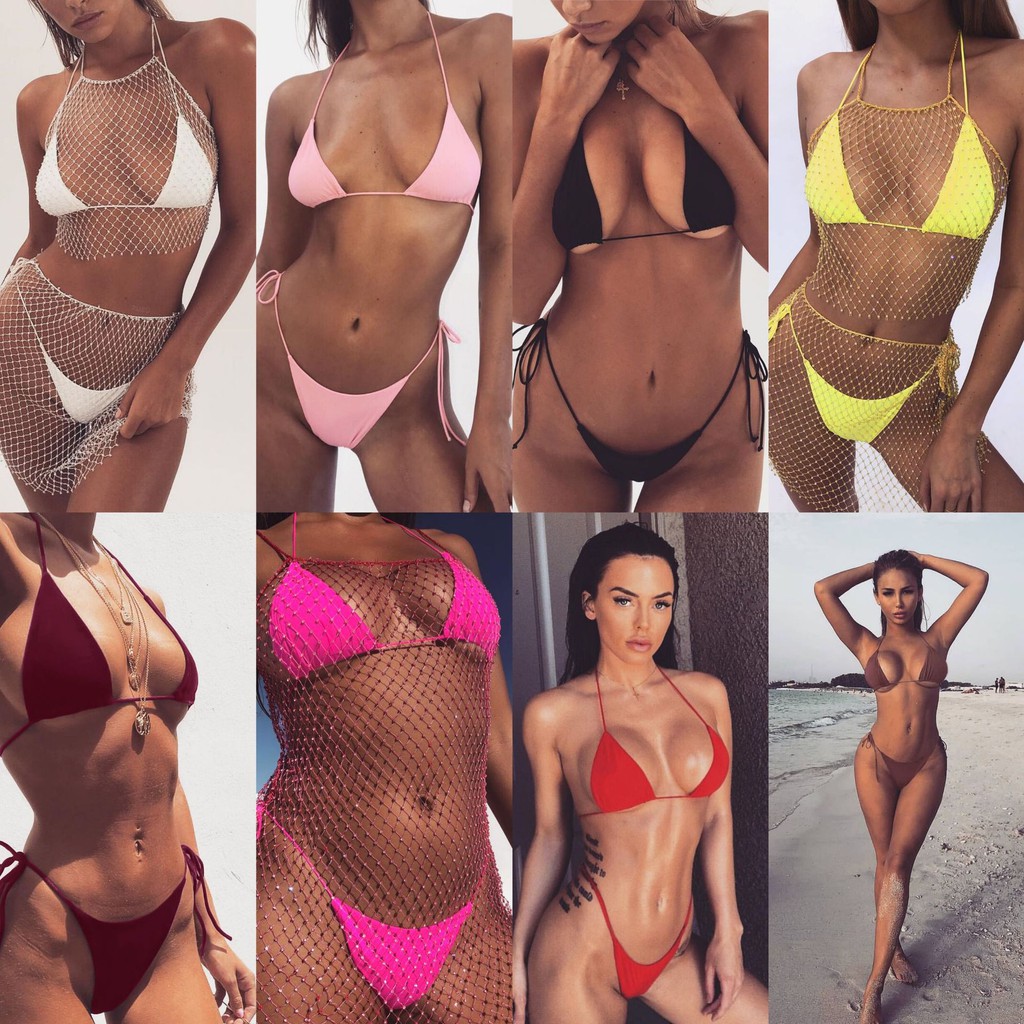 Bikini Màu Hồng Neon Có Đệm Mút F181