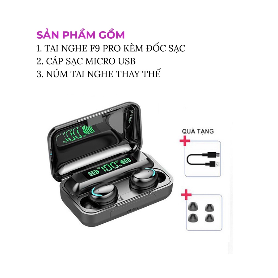 Tai Nghe Bluetooth 5.0 True Wireless Amoi F9 Pro Bản Quốc Tế Cao Cấp Cảm Biến Vân Tay ,Kiêm Sạc Dự Phòng - Kava Store