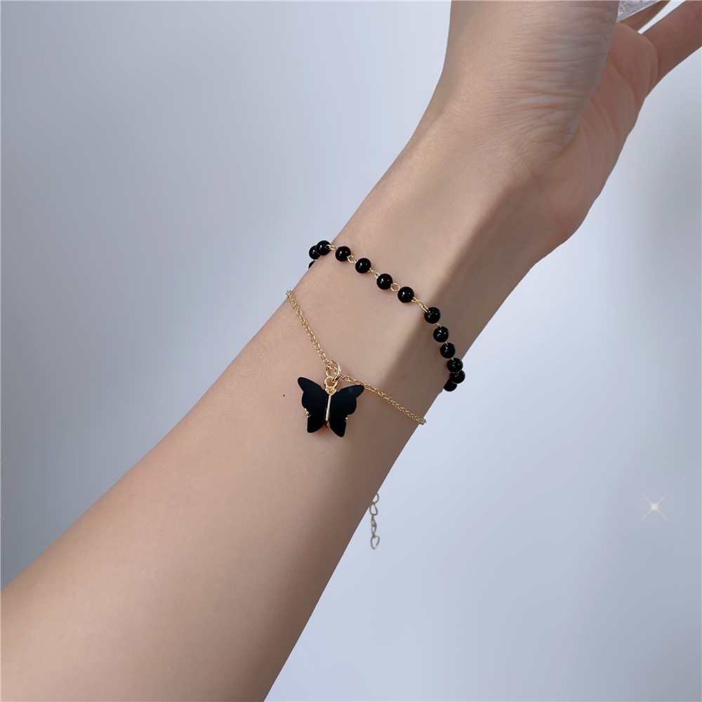 Vòng Đeo Tay Hình Bướm Màu Đen Dành Cho Nữ