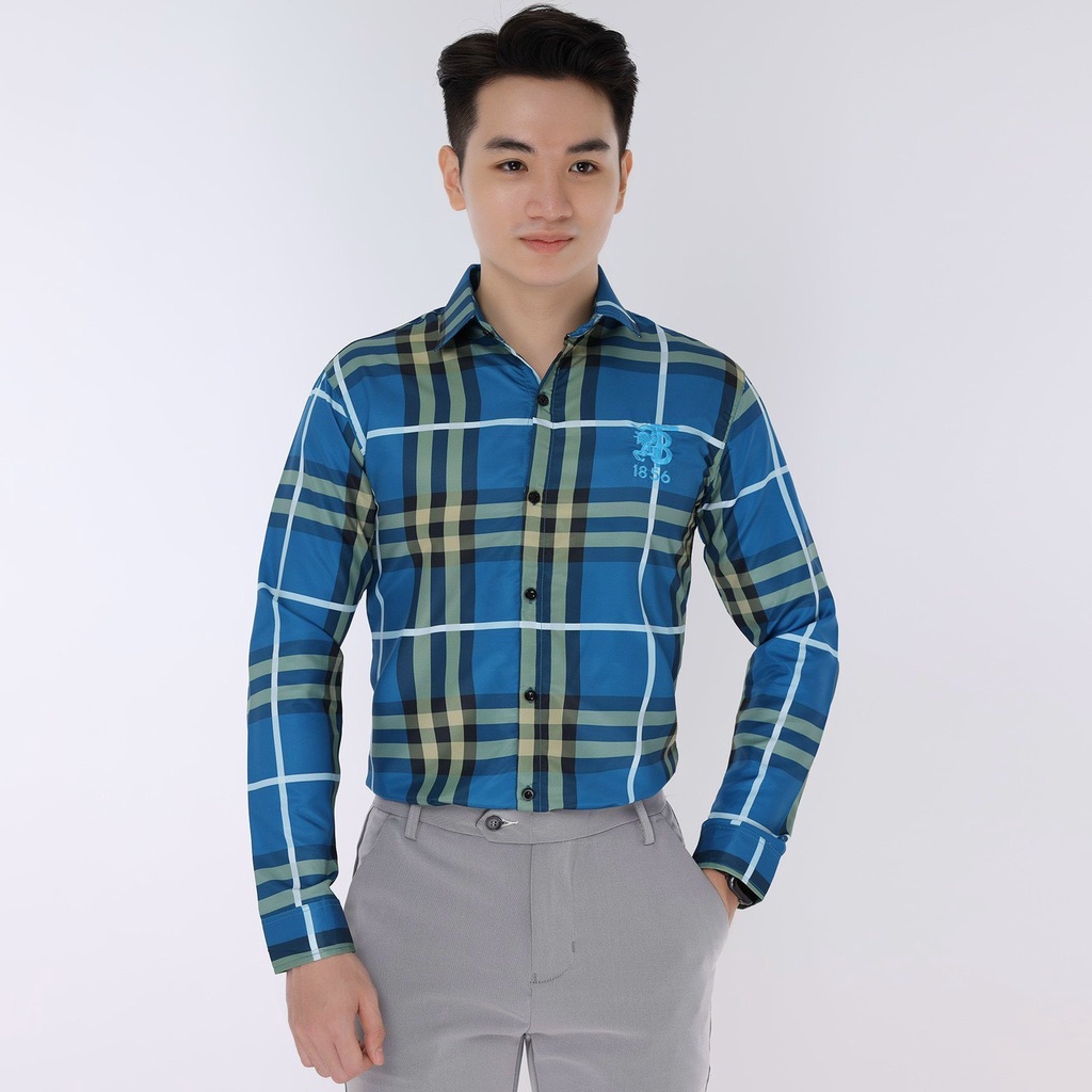 Áo sơ mi nam tay dài sọc caro, vải kate lụa cao cấp siêu mềm mịn và co giãn thời trang Hpfashion - SMNHP084