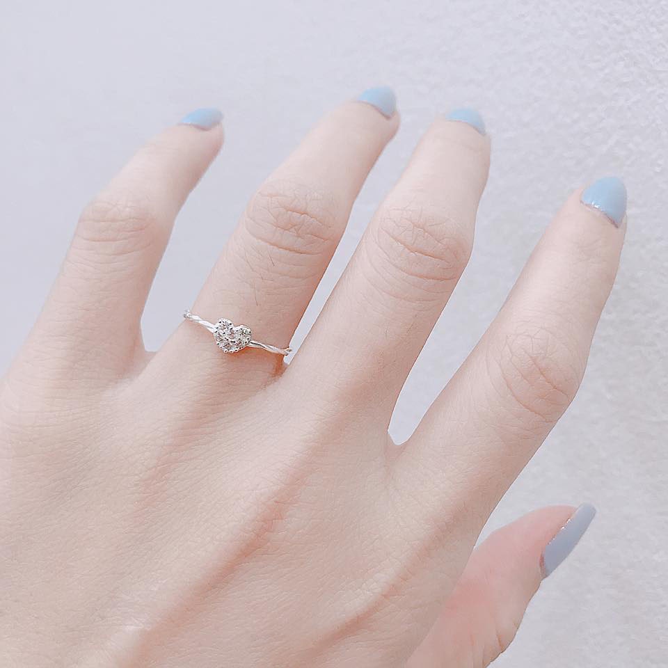 nhẫn tim đính đá , bạc ta , kiểu dáng baxic hàn quốc - bạc chuẩn 100%