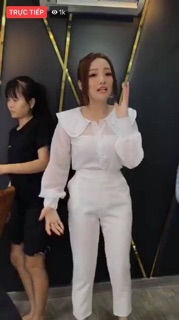 Set bèo trắng + áo sơ mi LV