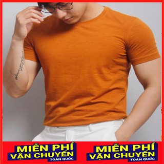 Áo thun trơn nam form rộng phong cách hàn quốc vải poly cotton mịn MÀU CAM