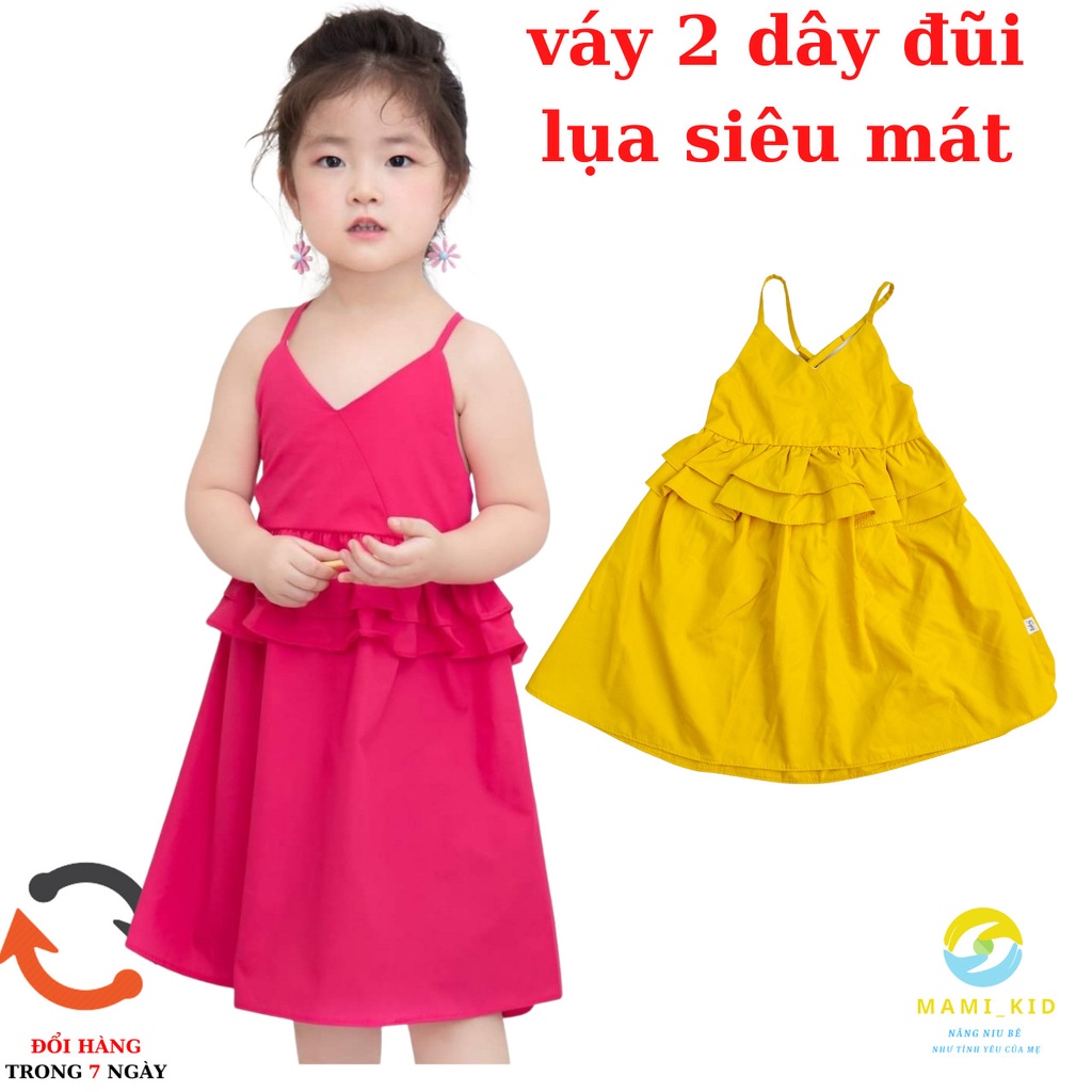 váy bé gái 2 dây siêu xinh 1-15 tuổi, dây có điều chỉnh, cho bé 12-40kg ,Mamikid