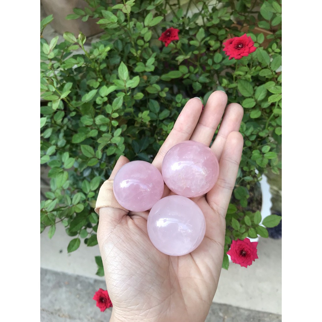 Bi cầu đá thach anh hồng tư nhiên