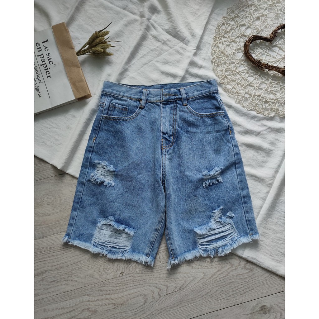 Quần jean ngố 106 rách cá tính, hình thật tự chụp