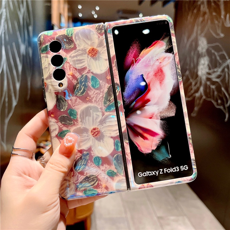 Ốp Điện Thoại Blu-Ray Chống Sốc Họa Tiết Hoa Hoạt Hình Cho Samsung Galaxy Z Fold 3
