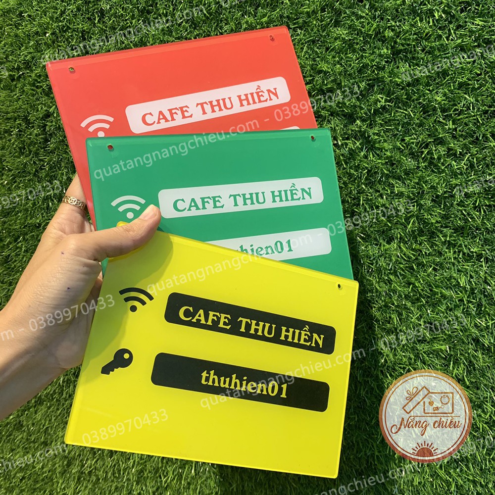 Bảng thông tin Wifi bằng mika , biển wifi ,  bảng thông báo mật khẩu wifi  bằng chất liệu mica, màu sắc tươi sáng