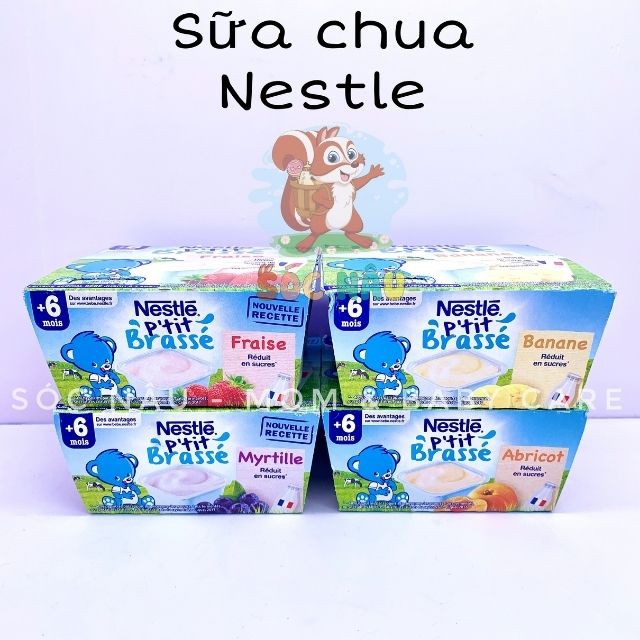 [Hàng Air] Sữa Chua Nestle Cho Bé Từ 6M. Mẫu Mới Lên Kệ Pháp Lốc 4 hũ x100g. Date t10,12/2021