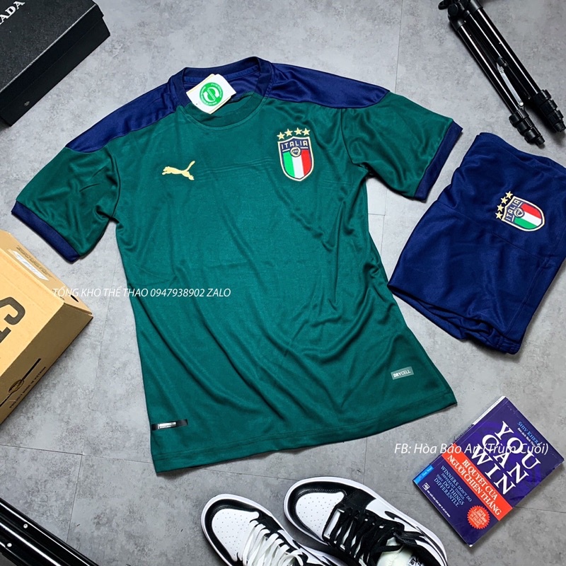 Bộ quần áo đá banh ĐT ITALIA màu xanh cổ vịt hàng cao cấp mẫu mới 2022