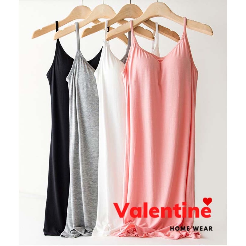 Váy đầm hai dây có đệm ngực vải Modal (gỗ Sồi) mềm mại co giãn mặc mát lạnh mã VAV0095 | BigBuy360 - bigbuy360.vn