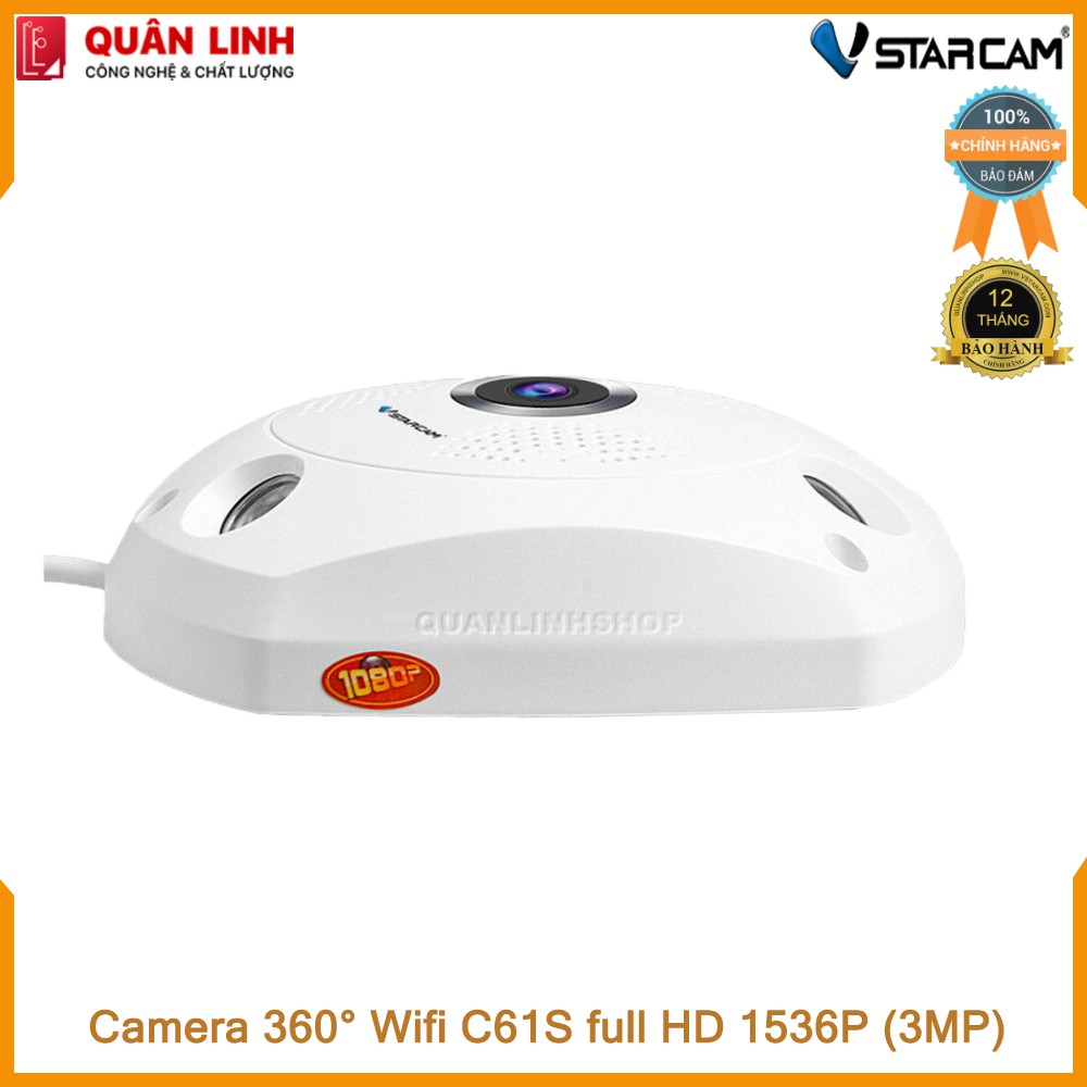 Camera Wifi IP Vstarcam C61s full HD 1536P ốp trần, góc rộng 180 độ kèm thẻ 128GB | WebRaoVat - webraovat.net.vn