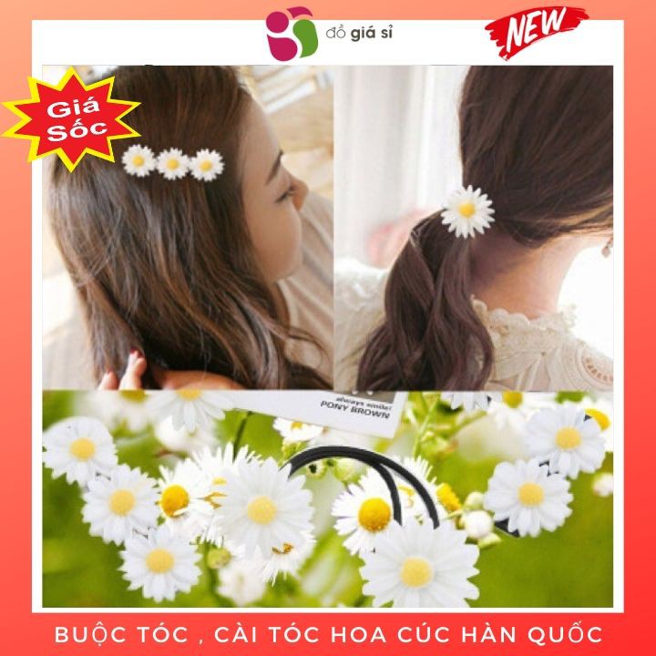 Buộc tóc , cài tóc hoa cúc Hàn Quốc [Đơn 50k tặng kẹp tóc Hàn Quốc cực xinh]