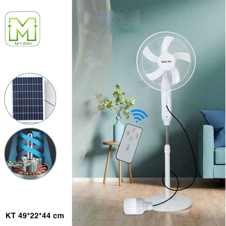 Quạt Tích Điện Năng Lượng Mặt Trời Solar Fan Siêu Mát, Tiết Kiệm Điện - Quạt Năng Lượng Mặt Trời [KÈM TẤM NLMT 20W]