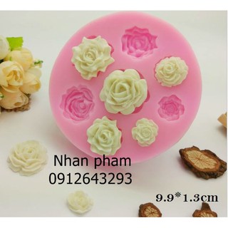 Khuôn silicon hoa hồng 4D làm thạch, socola...