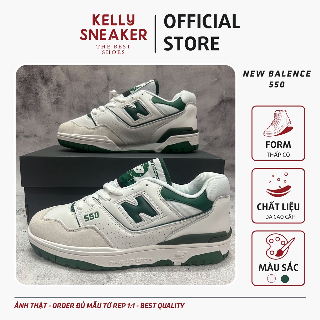 Giày Thể Thao Sneaker NB550 "White Green" - Bản Cao Cấp (Ảnh Thật + Hàng Sẵn)