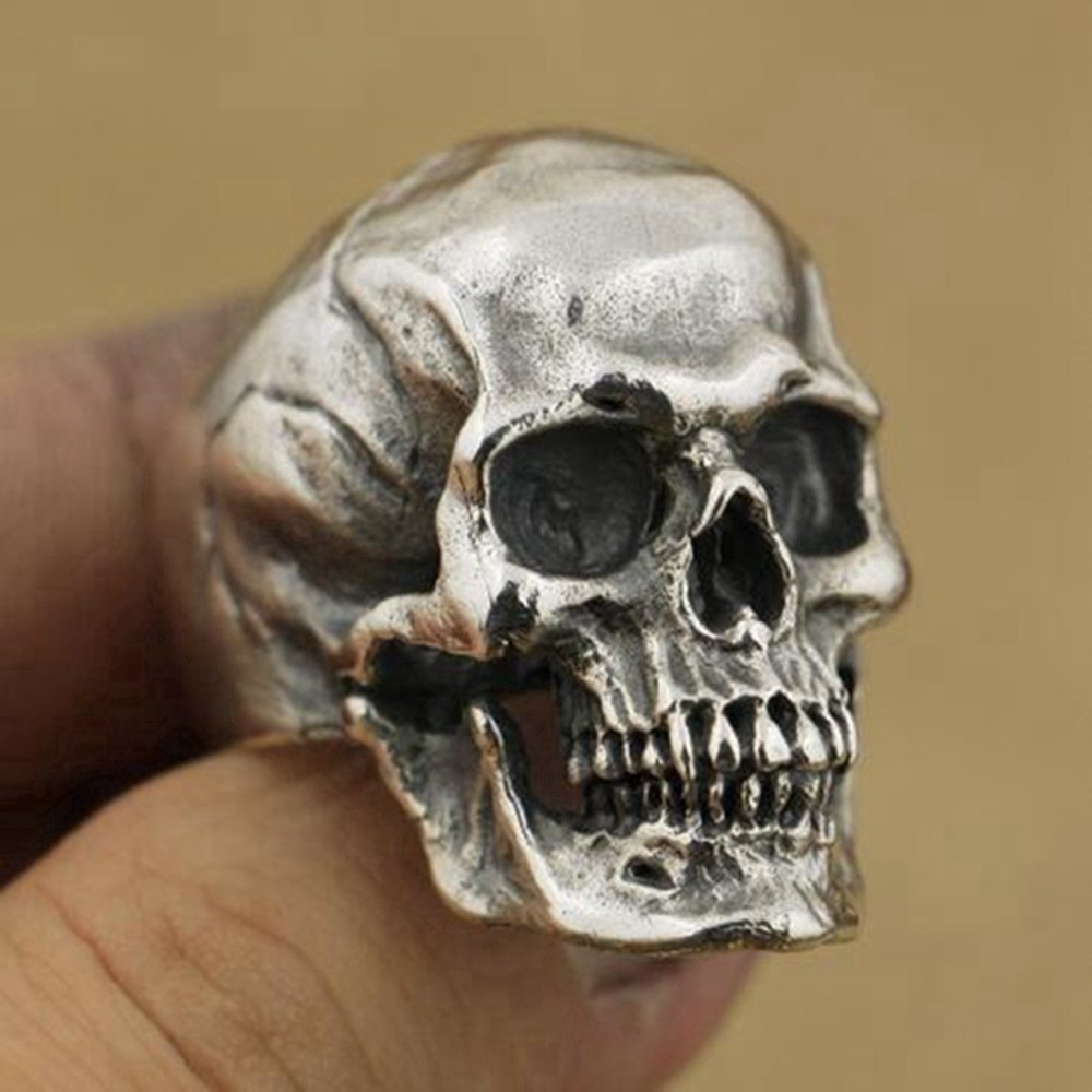 Pria Paduan Tinggi Detail Cincin Tengkorak Pria Ksatria Punk Cincin Perhiasan