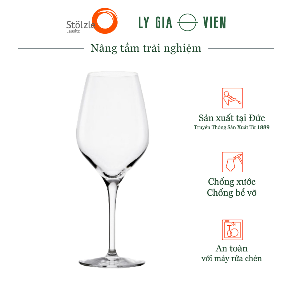 Ly Vang Trắng Cao Cấp - Pha lê nguyên khối tinh xảo - Stolzle Exquisit White Glass