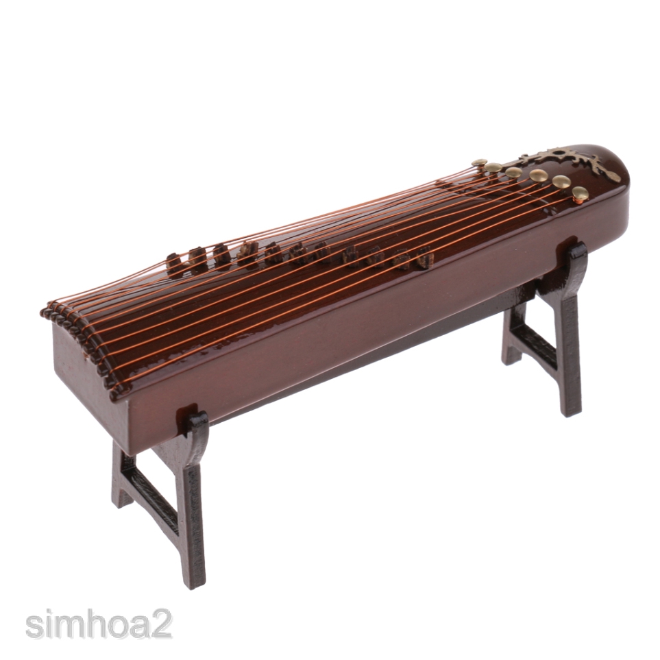 1/12 Scale Dollhouse Miniature Vintage Guzheng Chinese Plucked Instruments