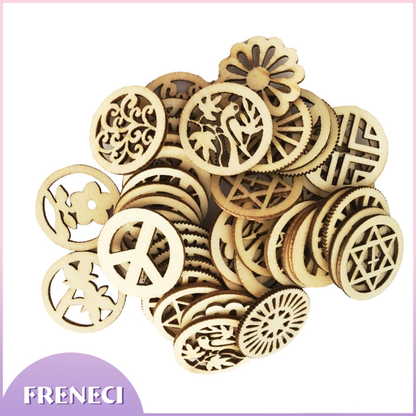 Set 100 miếng gỗ tròn rỗng 30mm tự làm đồ thủ công