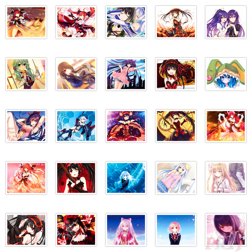 Bộ 50 Miếng Dán Hình Anime Date A Live - Series 02 Thời Trang Chống Thấm Nước