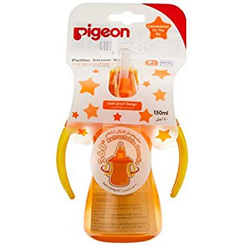 (XẢ KHO) Bình uống nước ống hút có tay cầm 150ml - Đủ màu cho bé Pigeon