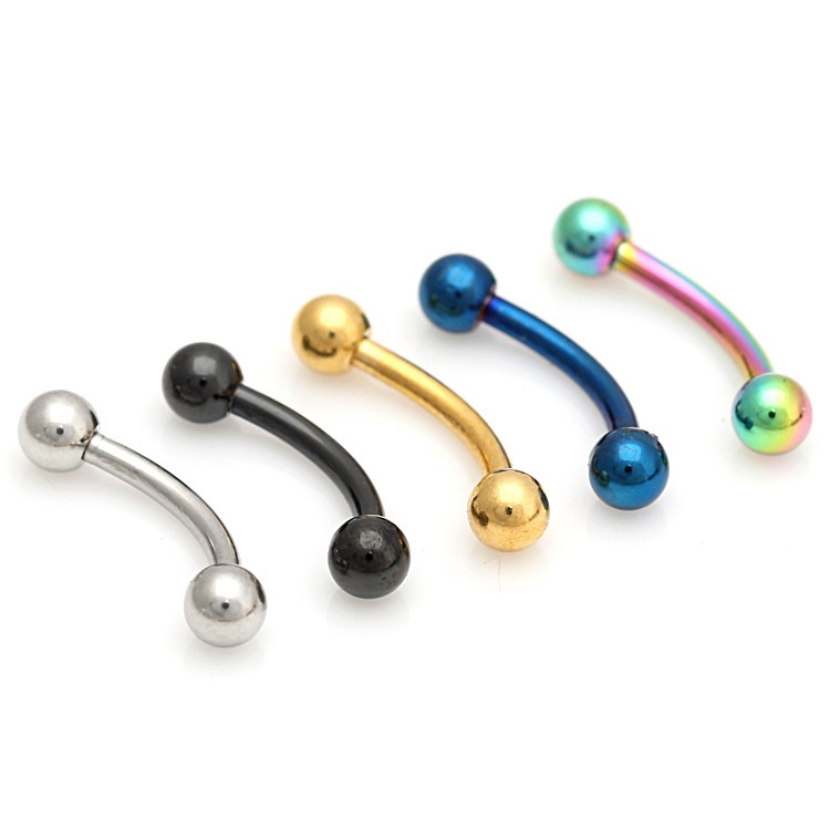 Khuyên Tai Cong Xỏ Cơ Bản Khuyên Lông Mày Thép Titan Không Gỉ