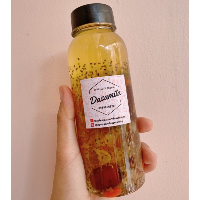 Chai cổ rộng trong suốt 330ml loại siêu dày, nắp tim