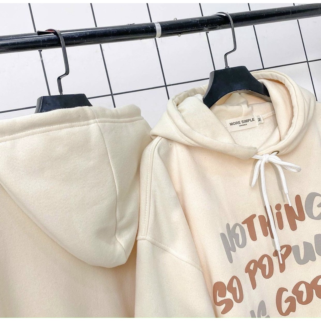 Áo khoác hoodie nỉ in nổi chữ NOTHING siêu rẻ phù hợp nam nữ form rộng fammilyshop