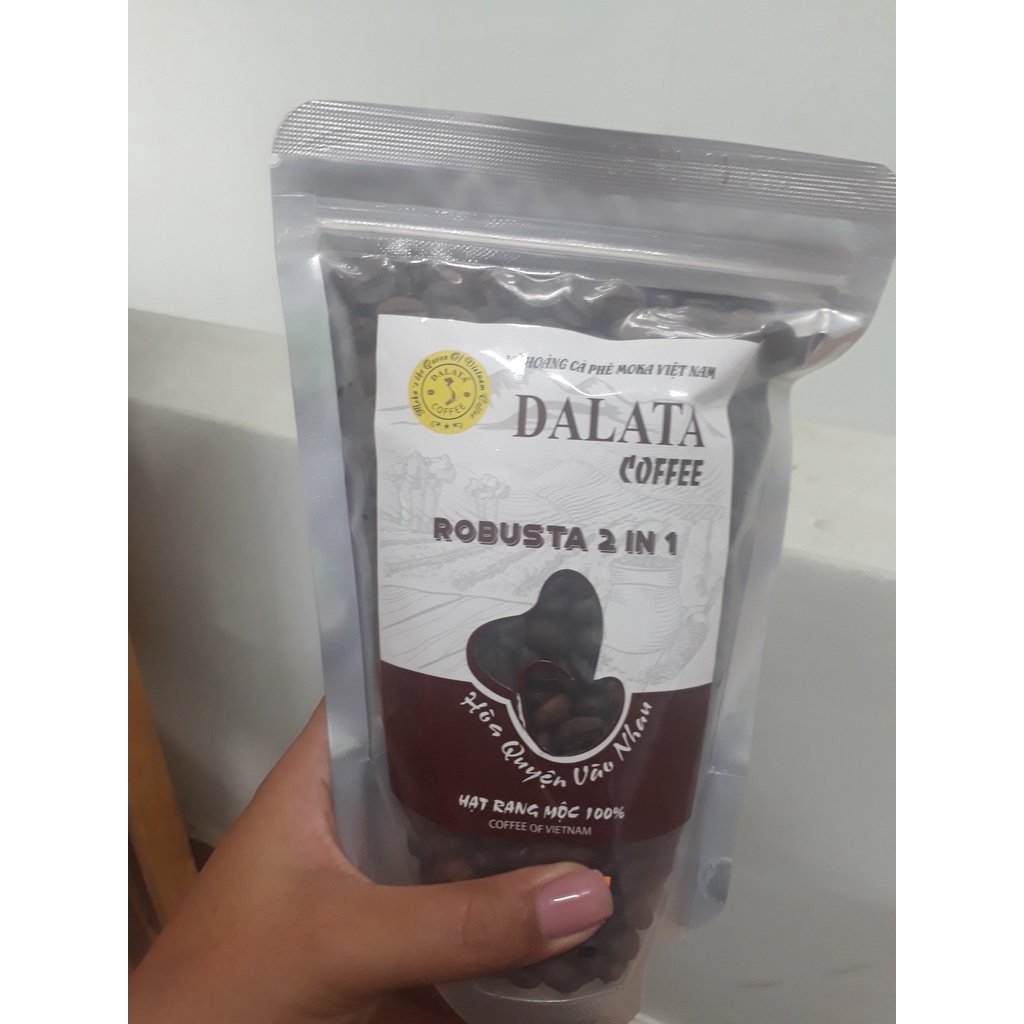 Cà phê Moka hạt rang mộc 100% - Robusta 2 in 1